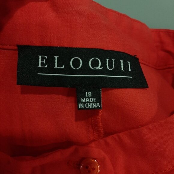 Eloquii Short Sleeve Popover Blouse Womens Plus Size 18 Red Pleated Bow Top - Picture 13 of 14